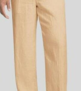Qasida Beige Loose Fit Pant Linen For Men Size L