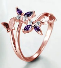 Yellow Chimes Crystal Butterfly Women Rose Gold Plated Ring For Women