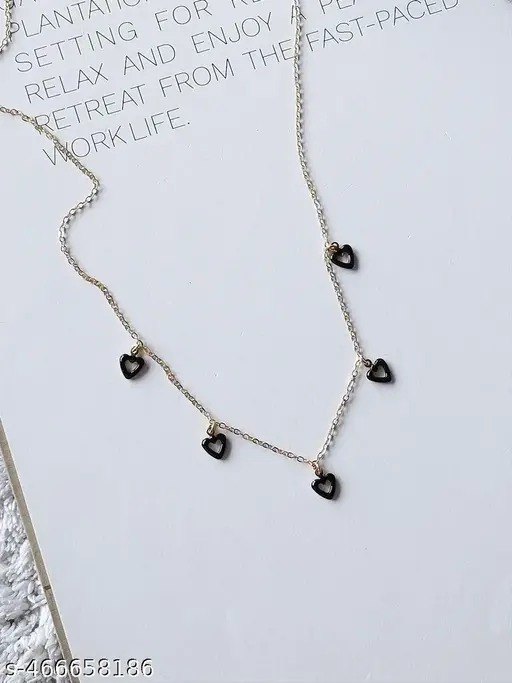 Korean Style White Heart Necklace Chain Pendant For Women And Girls
