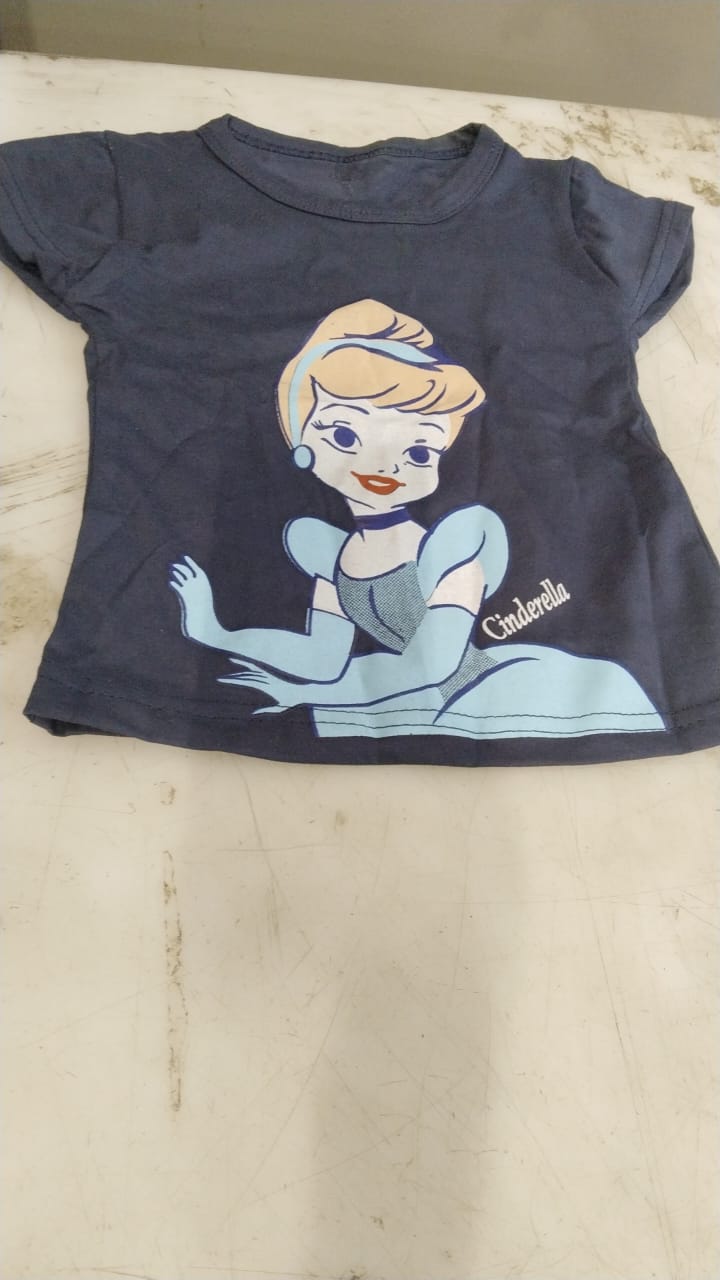 Navy Blue Color Printed T Shirt For Kids Girls Size 20