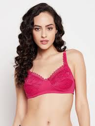 Magenta Color Net Printed Bra For Women Size 44