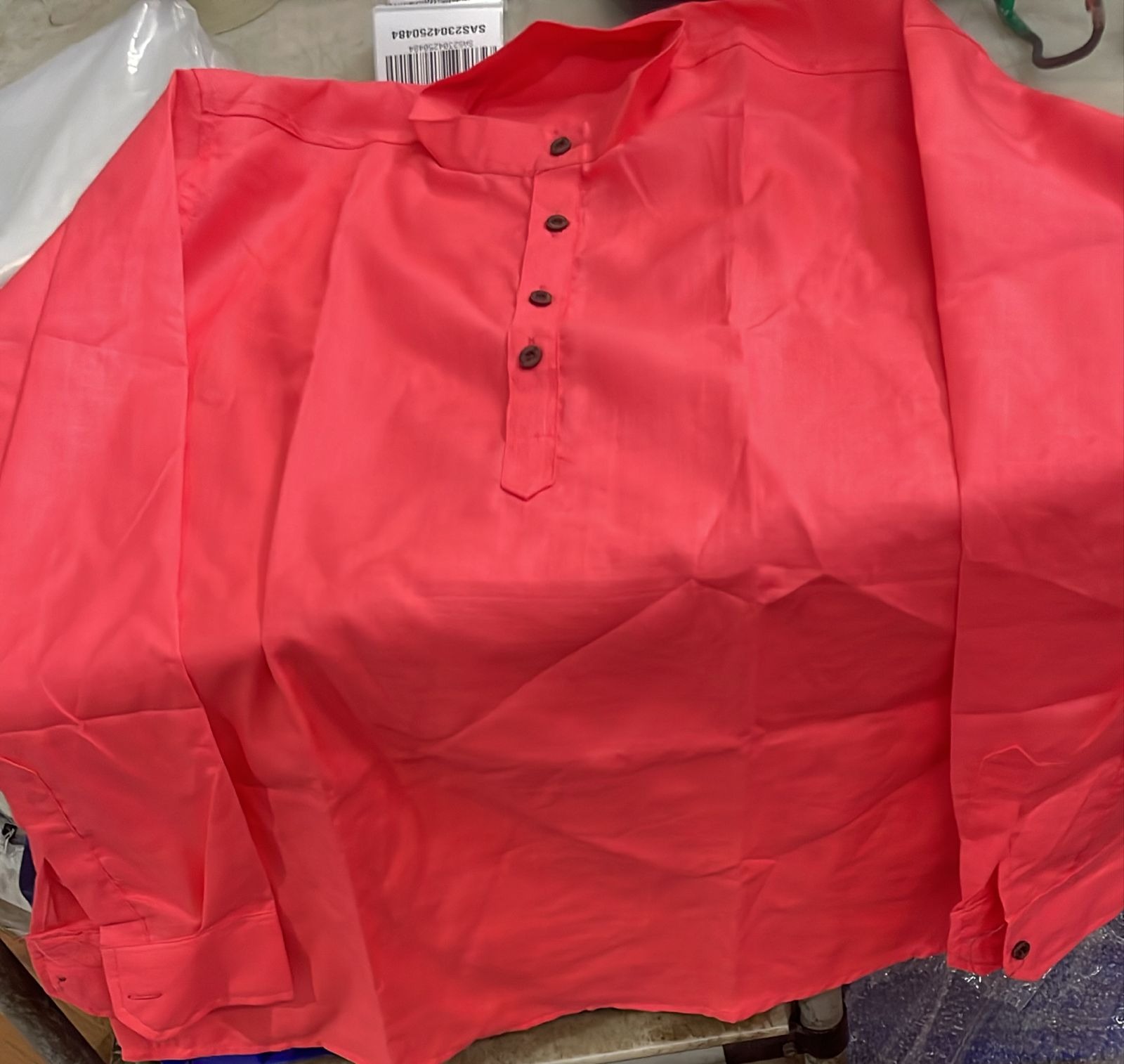 Men Peach Color Kurta Full Sleeve Size M