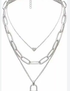 Stylish Triple layered Necklace For Girls Silver Plated Silver Chain Set