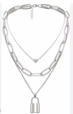 Stylish Triple layered Necklace For Girls Silver Plated Silver Chain Set