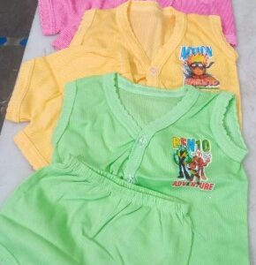 Kids Cotton Top And Shorts Pack Of 3 Size 0 To 6 Month Multi Colours