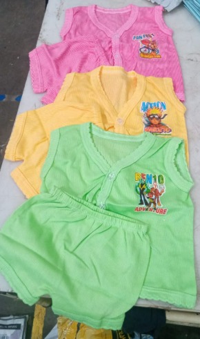Kids Cotton Top And Shorts Pack Of 3 Size 0 To 6 Month Multi Colours