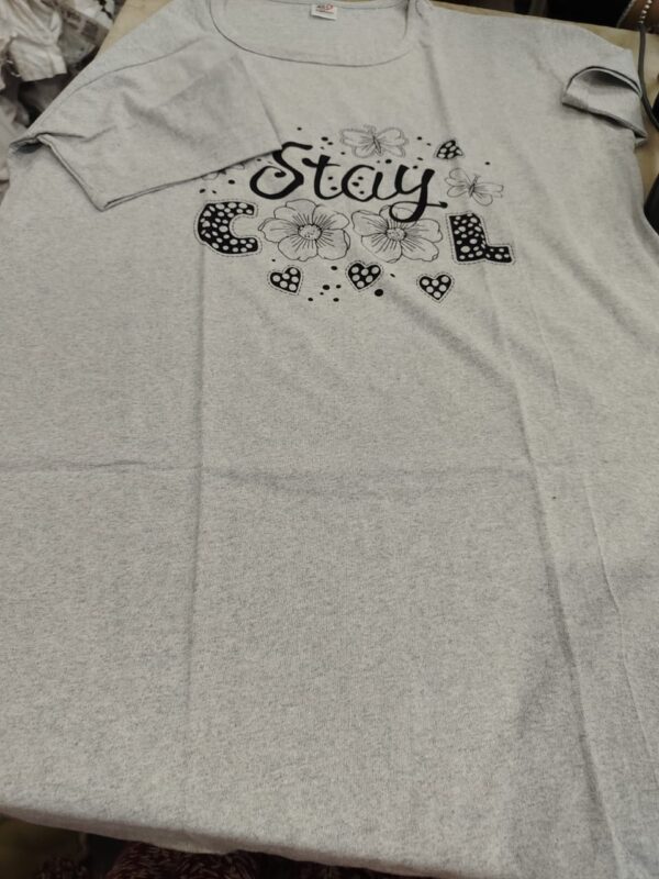 Adt Women Round Neck Grey T Shirt Size 2Xl
