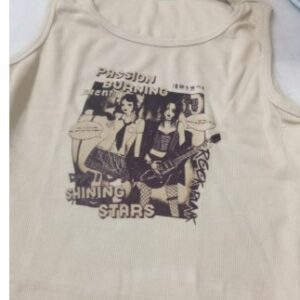 Glitzy Beige Colour Printed Womens Crop Top Size l