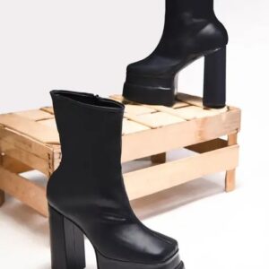 Try Me Stylish Synthetic Ankle length Boots With Zip Ideal For Women Girls Black Size 37