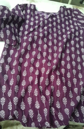 Womens Printed Short Kurti Purple Size M