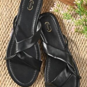 Panahi Black Colour Strappy Open Toe Flats For Women Size 37