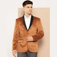 Invictus Velvet Finish Slim Fit Party Blazer For Men Mustard Colour Size 44