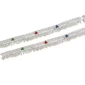 Silver Plated Traditional Charm Anklets 1 Pair