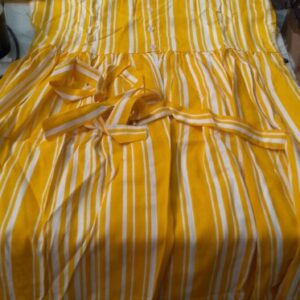 Assamica Women Yellow And White Frock Size l