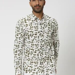 Mufti Men Slim Fit Printed Spread Collar Casual Shirt Size Xl