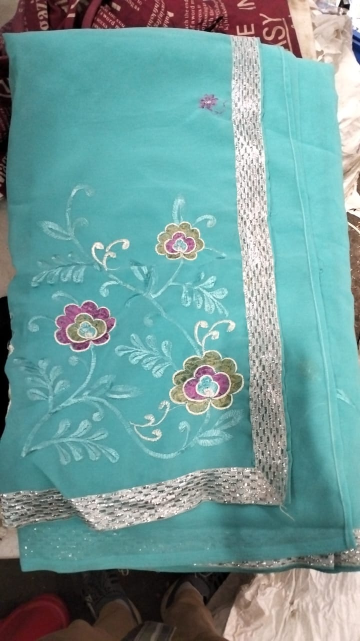 Woman Sky Blue Saree