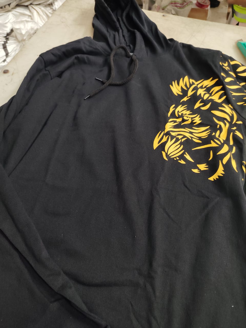 Black Color Hooded T Shirt For Men Size M