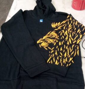 Black Printed Hooded T Shirt For Mens Size L