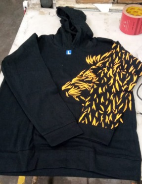 Black Printed Hooded T Shirt For Mens Size L
