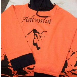 Orange Printed Hooded T Shirt For Mens Size L