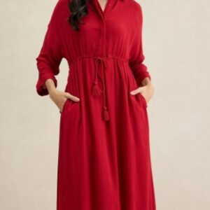 Femella Womens Cranberry Crinkle Maxi Dress Red Size Xl
