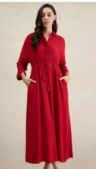Femella Womens Cranberry Crinkle Maxi Dress Red Size Xl