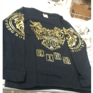 Men Black Printed Full Sleeve T Shirt Size M