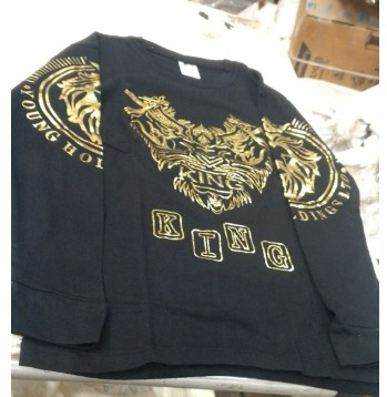 Men Black Printed Full Sleeve T Shirt Size M