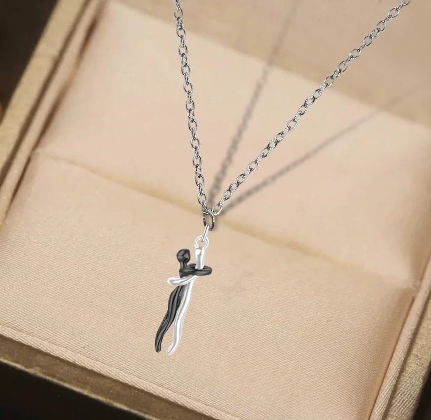 Silver And Black Color Couple Locket