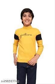 Kids Boys Yellow And Black Color Full Sleeve Top Size 12 Y