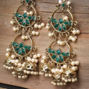 Adwitiya Collection Goldtoned Green Contemporary Jhumkas