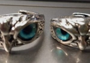 Owl Eye Ring Silver And Blue Stainless Steel Ring For Men And Women Pack Of 2