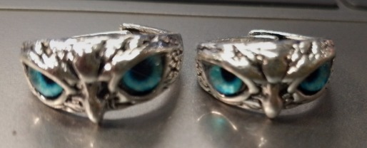 Owl Eye Ring Silver And Blue Stainless Steel Ring For Men And Women Pack Of 2