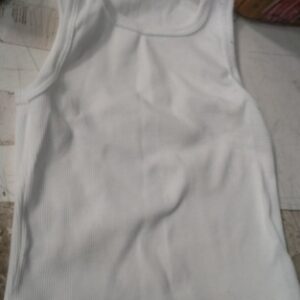 Women White Sleeveless Top Size S