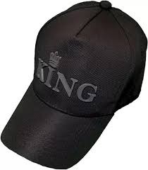 Men King Printed Black Cap