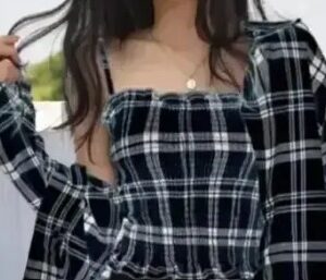 Classic Check Shirt And Top For Woman Black And White Color Size M