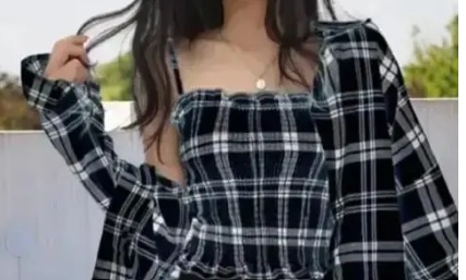 Classic Check Shirt And Top For Woman Black And White Color Size M
