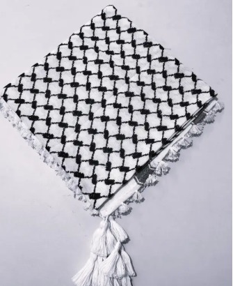 Polycotton Women Fancy Scarf White Black