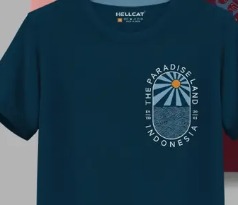 Hellcat Boys Printed Cotton Blend Regular T Shirt Blue Colour Size 78 Year