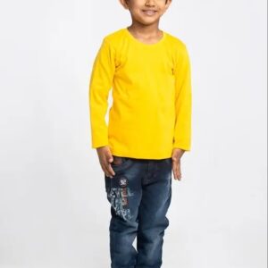 Kids Boys Mustard Color Full Sleeve T Shirt Size 8 Y