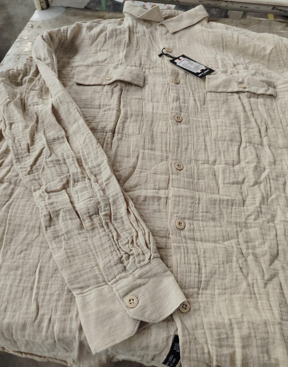 Jimmy Jordan Skin Colour Double Pocket Shirt For Men Size 4Xl