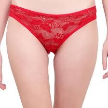 Women Red Color Net Panty Size M