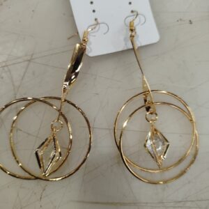 Fashion Heart Long Golden Color Earrings
