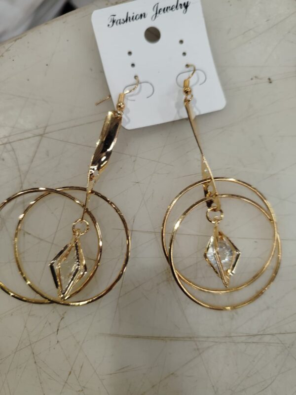 Fashion Heart Long Golden Color Earrings