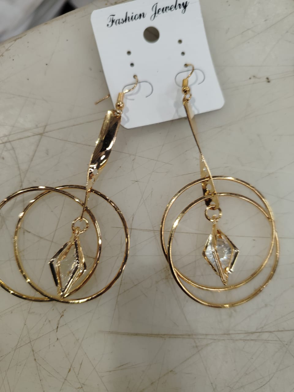 Fashion Heart Long Golden Color Earrings