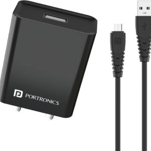 Portronics Adapto 62 M 2Point4A 12W Fast Wall Charger With 1M Micro Usb Cable Single Usb Charging