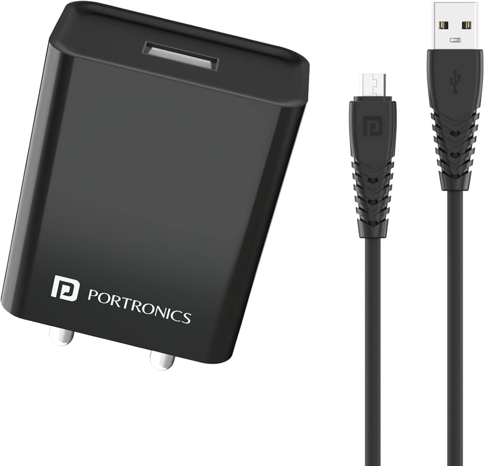 Portronics Adapto 62 M 2Point4A 12W Fast Wall Charger With 1M Micro Usb Cable Single Usb Charging