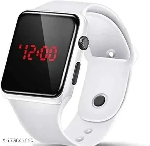 Digital Led Watch Rubber Type White Color Mens Watch Womens