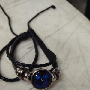 Black And Blue Colour Leather Bracelet
