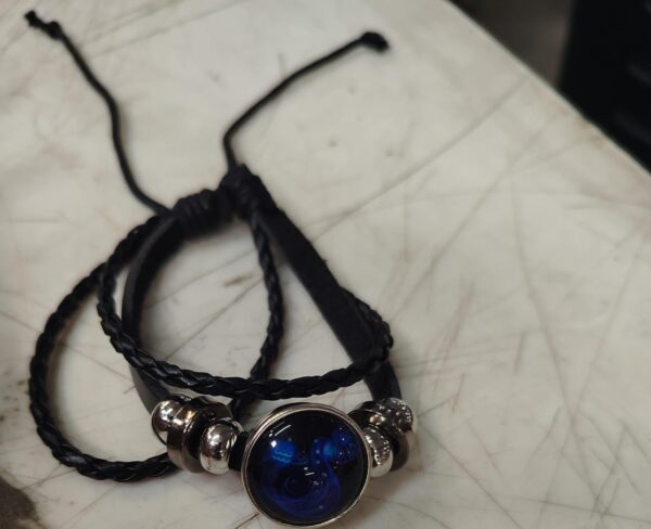 Black And Blue Colour Leather Bracelet